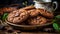 Irresistible chocolate chip cookies with abundant chocolate chips, artfully arranged on a plate