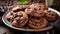 Irresistible chocolate chip cookies with abundant chocolate chips, perfectly presented on a plate