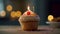 Irresistible cupcake adorned with a birthday candle, ready for personalized messages