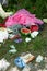 Irresponsible Human Behavior leaving litter after picnic