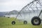 Irrigation by Pivot sprinkler system on grass field