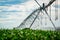 An irrigation pivot watering a field, beautiful view