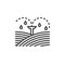 Irrigation sprinklers line icon, outline vector sign, linear style pictogram isolated on white. Symbol, logo illustration. Editabl
