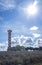 Irrigation water tank over blue sky, Spain