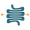 Irritable bowel syndrome colored icon. Diseases internal organ, Dolichosigma, intestine symbol