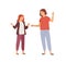 Irritated mother and daughter gesturing and scream each other vector flat illustration. Cartoon girl and woman having