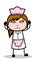 Irritated - Retro Cartoon Waitress Female Chef Vector Illustration