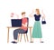 Irritating woman incriminating at treason of husband vector flat illustration. Male flirting chatting with another