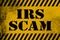 IRS scam sign yellow with stripes
