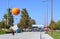 IRVINE, CALIFORNIA - 08 OCT 2022: Entrance banner for the Irvine Global Village Festival with the Great Park Balloon decorated for