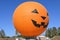 IRVINE, CALIFORNIA - 15 OCT 2021: The Great Park Balloon Ride, seen from the Palm Court and decorated for Halloween, is one of the