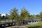 IRVINE, CALIFORNIA - 27 OCT 2021: Elevated boardwalk in the Great Park Trails, 1.5 miles of walking and biking space throughout