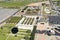 IRVINE, CALIFORNIA - 31 JAN 2020: Aerial View of the Palm Court, hangar and Carousel at the Orange County Great Park