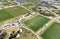 IRVINE, CALIFORNIA - 31 JAN 2020: Aerial View of Soccer Fields and the Softball Stadium ath the Orange County Great Park