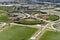 IRVINE, CALIFORNIA - 31 JAN 2020: Aerial view of the Softball Stadium at the Orange County Great Park