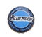 IRVINE, CALIFORNIA - 4 JUNE 2020: Closeup of a Blue Moon Belgian White Ale bottle cap on white