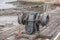 Irvine Harbour in Ayrshire Scotland looking Over some Old Rusting Maratime Iron Pump