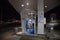 Irving gas station pumps in winter