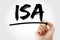 ISA - Individual Saving Account acronym with marker, concept background