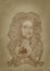Isaac Newton sepia portrait engraving style