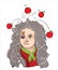 Isaac Newton Vector Caricature. Funny cartoon portrait