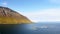 Isafjordur, Iceland. Aerial view of Aquaculture fish farm in Icelandic fjord