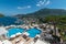 Ischia, Italy. The thermal pool of the San Montano hotel overlooking Lacco Ameno and Mount Epomeo