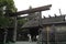 Ise, Japan - 27 6 19: People praying at a smaller shrine located on the Ise Jingu grounds