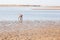 ISLA CRISTINA, HUELVA, SPAIN - August 10, 2016 : Non-professional shellfish gatherers collect clams.