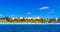 Isla Mujeres panorama view from speed boat in Cancun Mexico