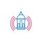 Islam, adhan call 2 colored line icon. Simple blue and red element illustration. Islam, adhan call concept outline symbol design