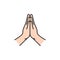 Islam Forgive hand symbol. Simple monoline icon style for muslim ramadan and eid al fitr celebration