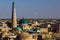 Islam Khoja Minaret and Pakhlavan Makhmoud Mausoleum in the old town of Khiva, Uzbekista