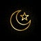 Islam, moon, star gold icon. Vector illustration of golden particle background.. Spiritual concept vector illustration