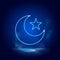 Islam, moon, star symbol neon icon. Blue neon  icon. Smoke effect blue