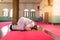 Islam muslim man in custom dress praying in mosque