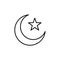Islam symbol. Crescent moon and star. Simple monoline icon style for muslim ramadan and eid al fitr celebration