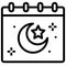 Islamic calendar icon, ramadan festival related vector