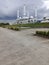 islamic center mosque on nunukan island with cloudy sky above