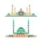 Islamic collection vector illustration mosque in flat design style. The month of Ramadan. Islamic vector element. Illustration of