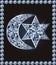 Islamic crescent and jewish David`s star symbols, vector