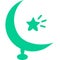 Islamic crescent moon and star dome on white background. Isolated vector illustration Ramadan icon. Arabian icon. Arabian vector i