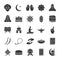 Islamic culture glyph icons set