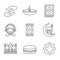 Islamic culture linear icons set