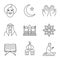Islamic culture linear icons set