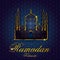 Islamic design mosque door and window for Ramadan Kareem Happy Eid celebration background