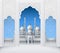 Islamic Design White Arch with Pattern and Mosque