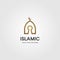 Islamic dome logo key line art vector illustration design