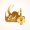 Islamic festival of sacrifice, Eid-Al-Adha concept with golden