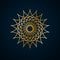 Islamic geometric, floral round ornament, pattern of gold lines. Mandala. Decorative gold pattern, oriental motif. Design element